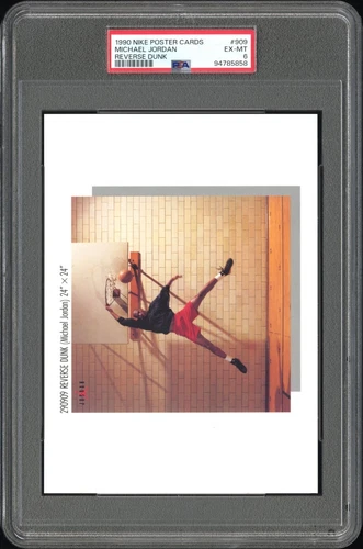 MICHAEL JORDAN NIKE POSTER CARD 1990 REVERSE DUNK #909 PSA 6 EX-MT 5X7"