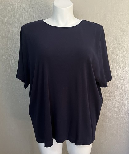 CJ Banks Womens Plus Size Round Neck Short Sleeve Tee Dark Blue Size 3X