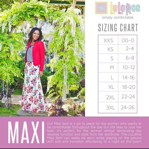 LuLaRoe Maxi Gonna Donna XS (taglia 2-4) Viola Geometrica Elasticizzata Vita Lunga Nuova con etichette - Foto 12 di 12