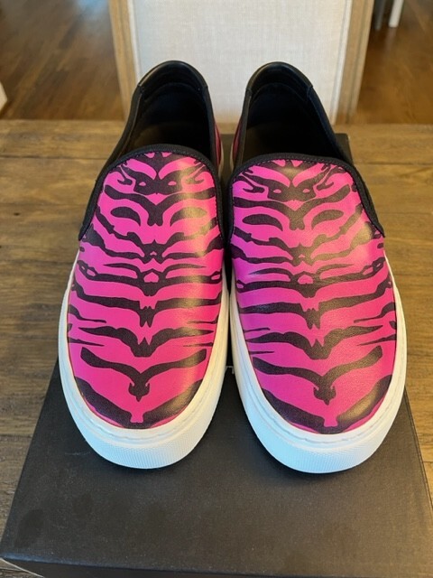 Nuova sneaker slip on Saint Laurent Venezia rosa nero stampa leopardata $495 42 M 8