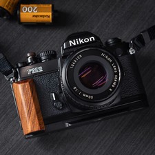 Wood L Hand Grip For Nikon FM2 FM3A FM FE FE2 Camera Aluminum Alloy Baseplate