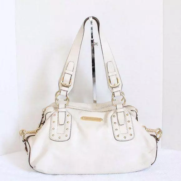 Michael Kors Astor Cream White Studded Leather Shoulder Hand Bag