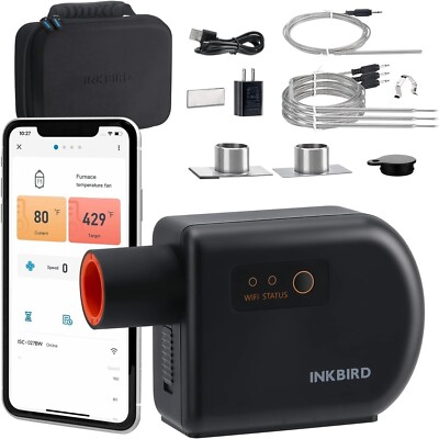 INKBIRD Wi-Fi Bluetooth BBQ Smoker Controller Temp Grill Meat Thermometer Fan US