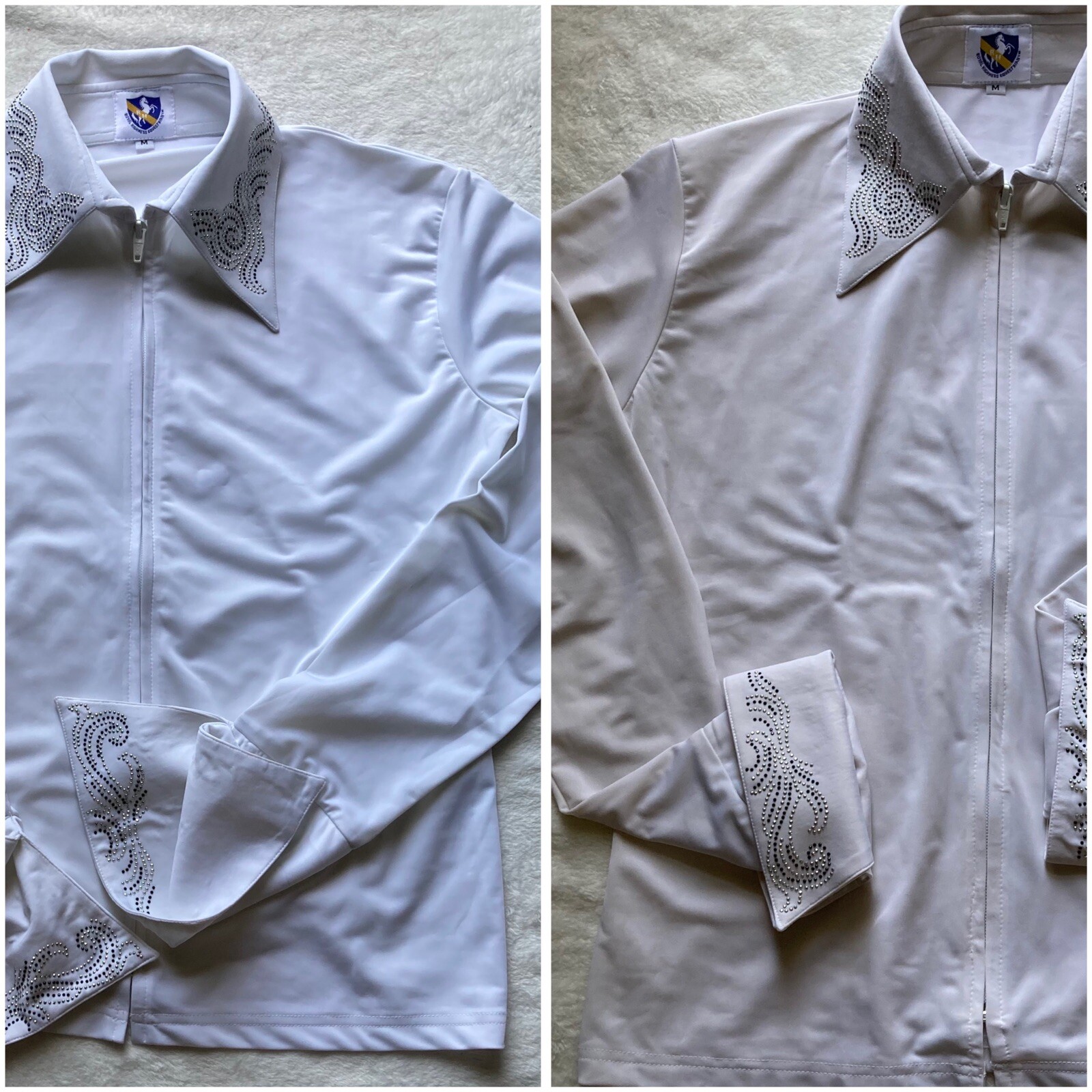 Royal Highness Equestrian Zip Up Show Shirt With Rhinestones Sz MED - Set Of 2