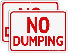 No Dumping Sign, 2-Pack 10 X 7 Inch Reflective Rust Free Aluminum, UV Protected,