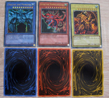 Ägyptische Götterkarten Slifer, Obelisk, Ra Ultra Rare 3er Set LC01 DE Yugioh NM