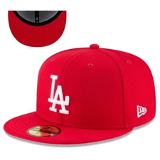 Los Angeles Dodgers MLB Red on White 59Fifty Fitted Hat- Red Under Brim