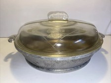 "Freidora de pollo Guardian Service Ware de 12"" vintage con tapa de vidrio abovedado! * LEER