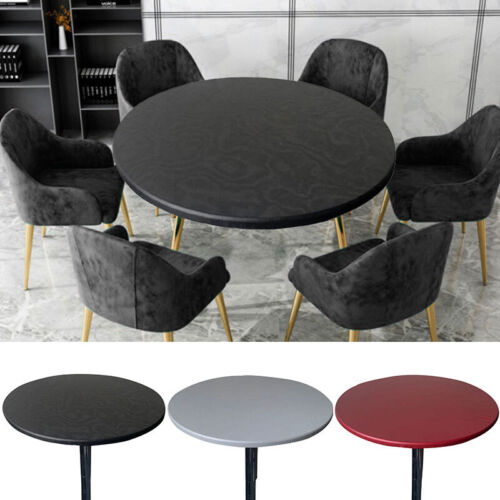 Round Waterproof Table Cover Elastic Fitted PVC Tablecloth Oil Proof Covers Home - Picture 3 of 18