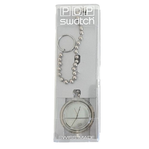 Reloj Bolsillo Swatch Pop 1996 VER U Acero Inoxidable Perlas Cadena PPK103 Como Nuevo Raro - Imagen 3 de 4
