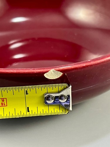Vintage Bauer Brusche Pottery Maroon Red Round Serving Bowl 8 1/8" x 2 1/2" - Picture 12 of 12