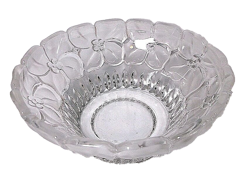 VTG 1950s Hawaiian Orchids Floral Frosted Candy Nut Bowl Clear Pressed Glass