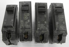 Mixed lot of 4 GE Circuit Breakers 3 THQB 20A  1 THQL 30A 1P 120/240VAC