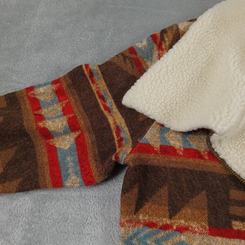 Lauren Ralph Lauren Jacket Womens Large Aztec Southwestern Moto Fleece Vintage - Picture 2 of 9
