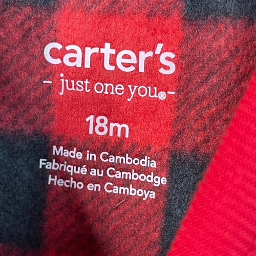 Carters 18 Month Christmas Sleepers Polar Bear & Moose Plaid Pajamas 2pc - 第 4/12 張圖片