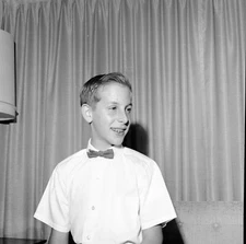 Vintage  Negative B&W Med Format People Boy Child Bowtie 1970s #559