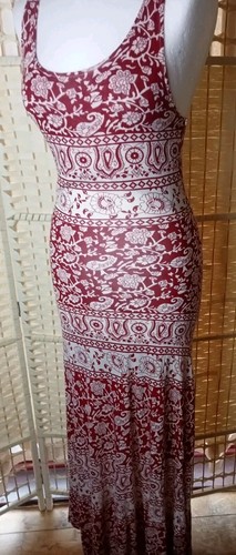 Forever 21 Red And White Boho Summer Maxi Dress Size M UK 10-12 Hippie Backless - Picture 5 of 9