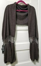 FLASH SALE!! NEW RIKKA Scarf Shawl Wrap 75"x18" Wrap Cardigan Dark Brown Crochet