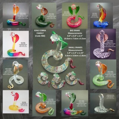 Glas SCHLANGE Glas REPTIL Glas KÖNIGSKOBRA farbige Glasfigur Glasornamente