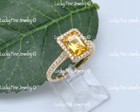 1.66 ct 14k White Gold Ladies Natural Citrine  & Diamond Ring Halo Emerald Cut — photo 2