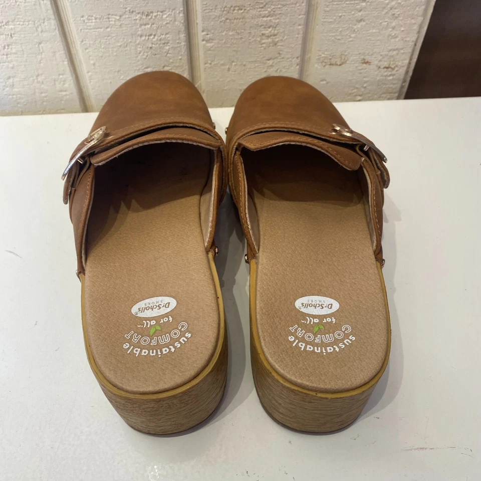 Dr. Scholl’s Cassidy Women's Brown Leather Slip-On Classic Platform Clogs US 9M - Image 4 of 4