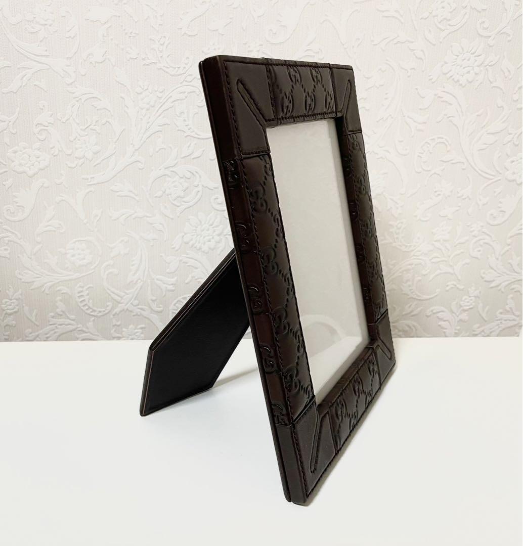 GUCCI - GUCCI♡ フォトフレーム 新品！ GUCCI Leather Photo Frame Picture Frame Brown GG Logo