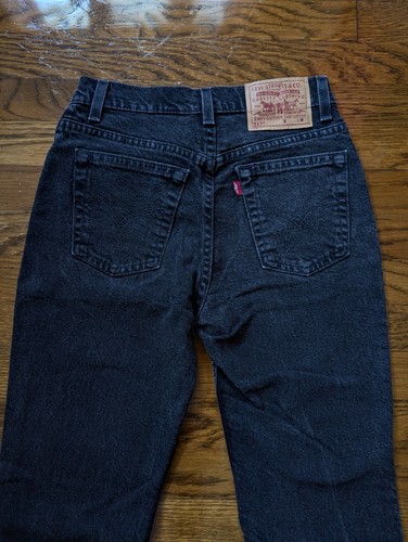 Vintage 90s Levis Black 517 Jeans Womens 5 Jr M Boot Cut Slim Fit Denim USA Made - Picture 4 of 15
