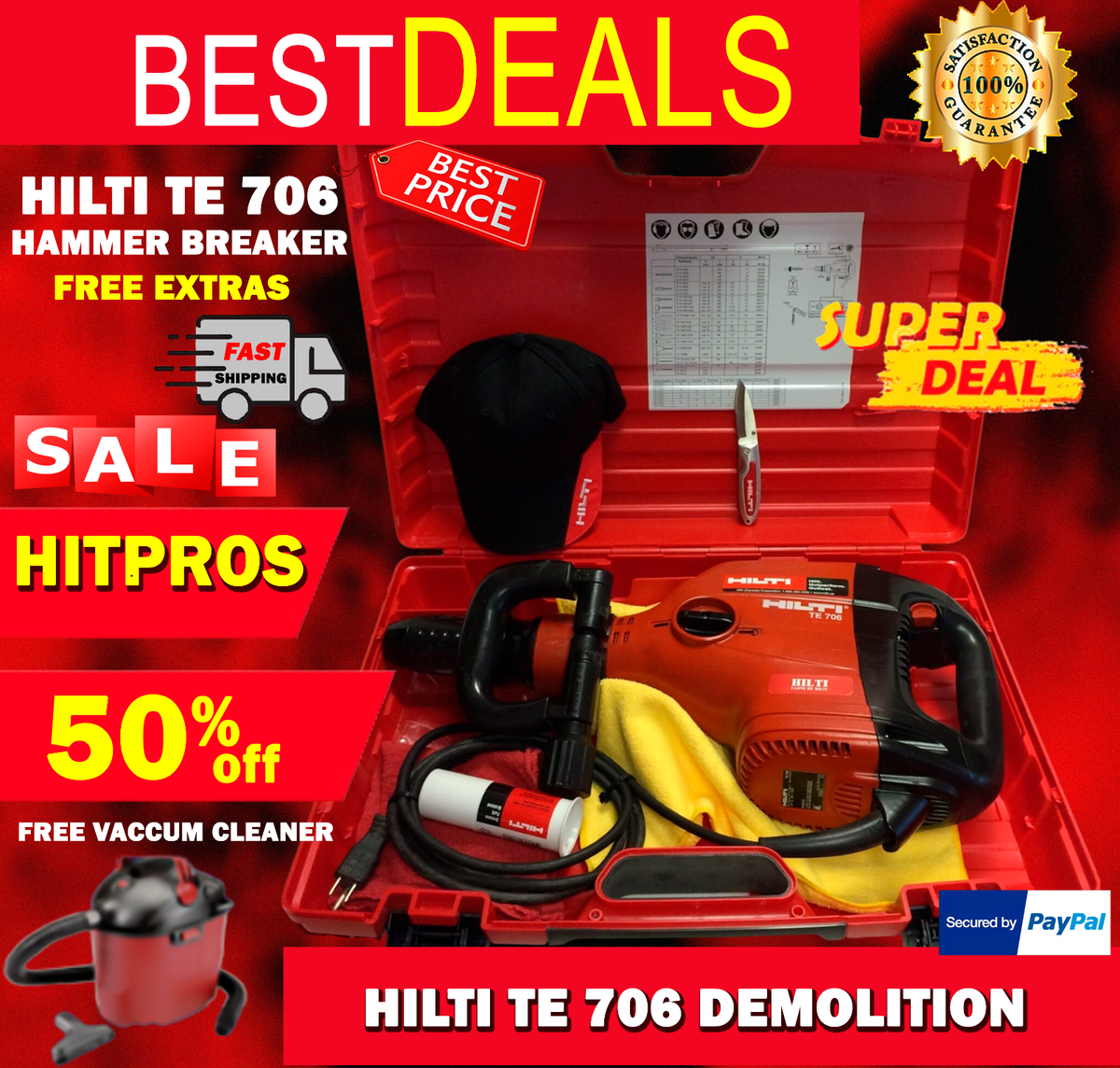 HILTI TE 706 DEMOLITION HAMMER BREAKER, FREE HILTI HAT HILTI TE 706 DEMOLITION HAMMER BREAKER, FREE HILTI HAT