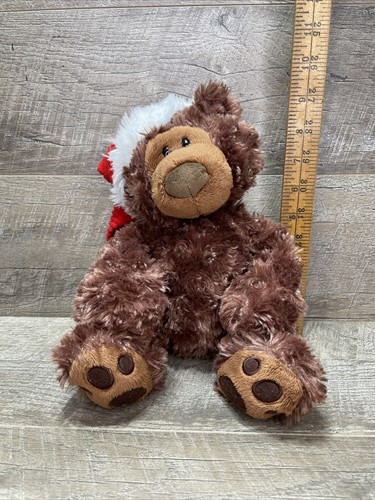Gund PHILBIN Chrismas Brown Teddy Bear in Santa Hat Plush Stuffed Soft 12" Toy - Picture 10 of 12
