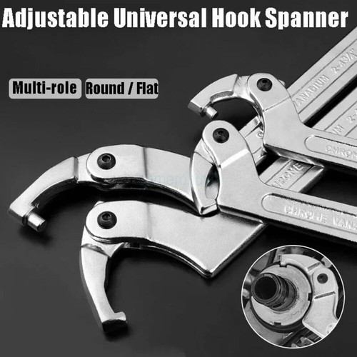 AUS Adjustable Hook Wrench C Spanner Round Head Nut Half Moon Wrench Hand Tool - Picture 4 of 25