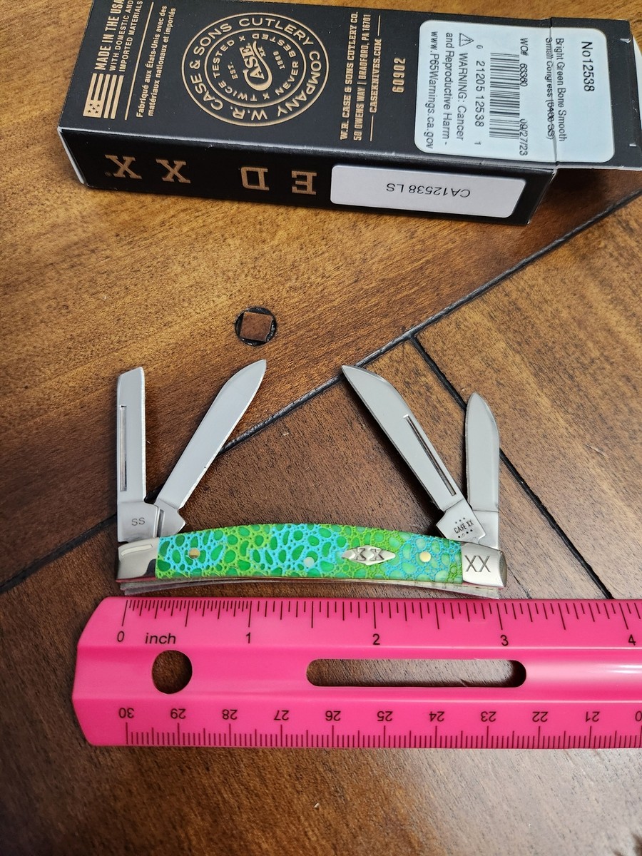 Case XX 6468 Smooth Bright Green Bone Small Congress Lizard Skin 1