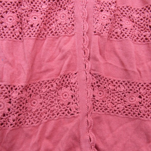 NWT Modern Soul Salmon Partial Open Sweater Crocheted Detail Cardigan Sz Medium - Picture 2 of 9