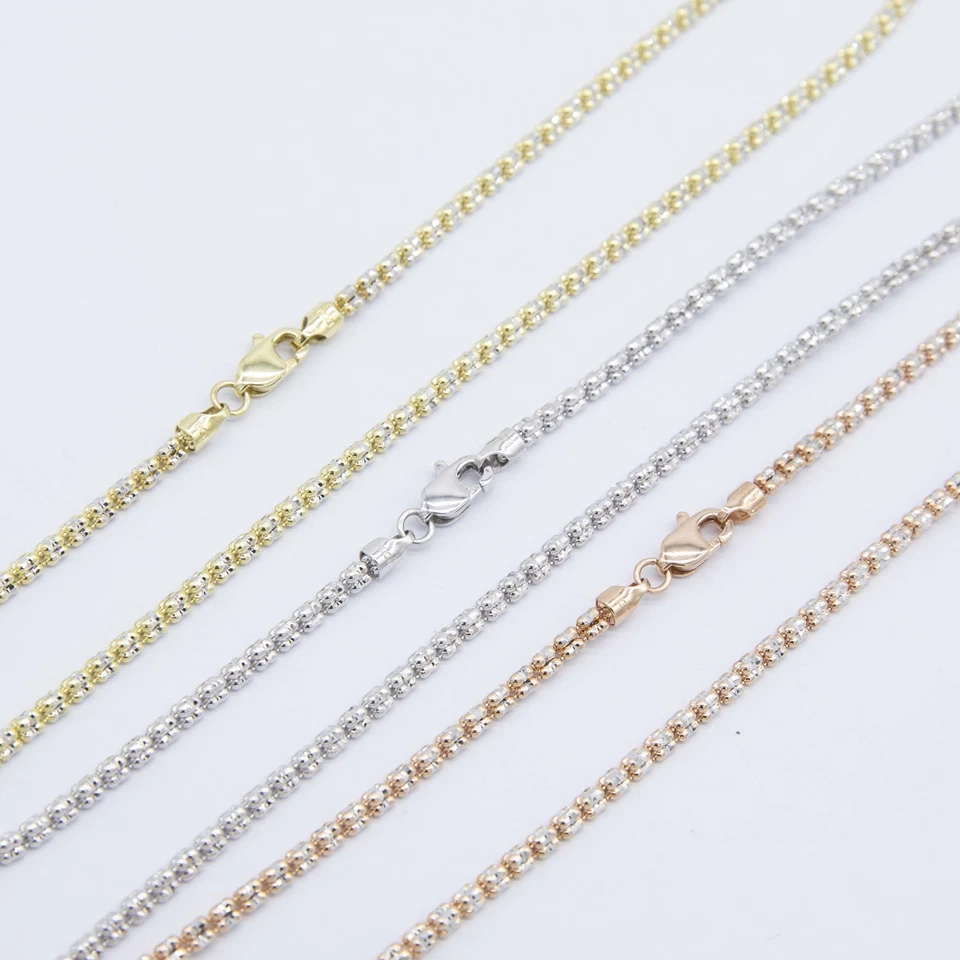 2.5mm Two-Tone Diamond Cut Iced Link Chain Real 10K Gold All Sizes - Image 4 of 4