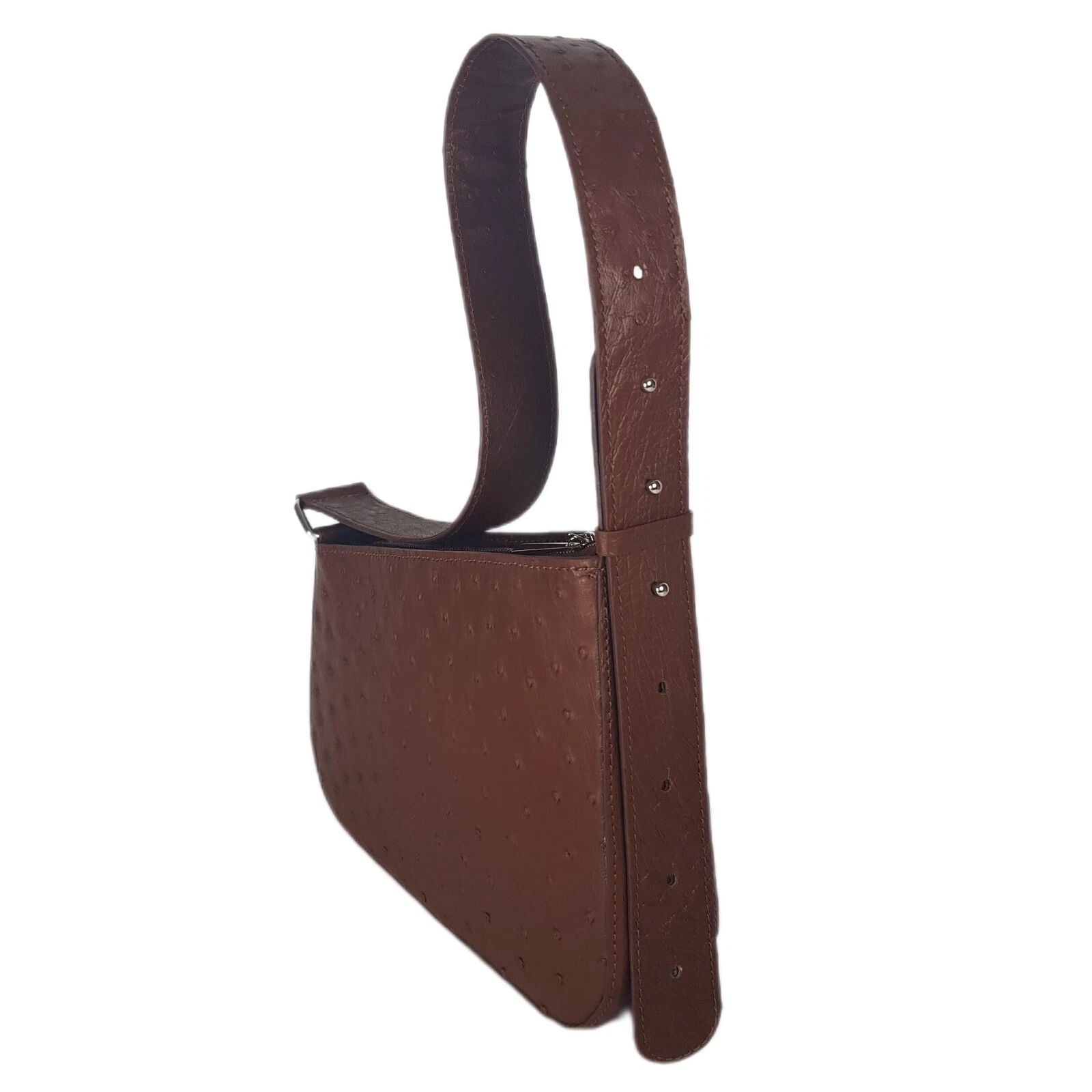 COACH Borsa a tracolla donna VERA pelle di struzzo esotica lusso marrone borsetta fatta a mano