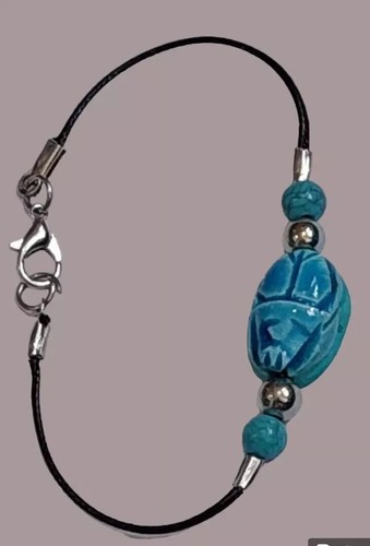 4 PIECES ANTIQUE PHARAONIC STYLE JEWELRY, 2 RINGS+NECKLACE+BRACELET, BC EGYPTIAN - Picture 5 of 13