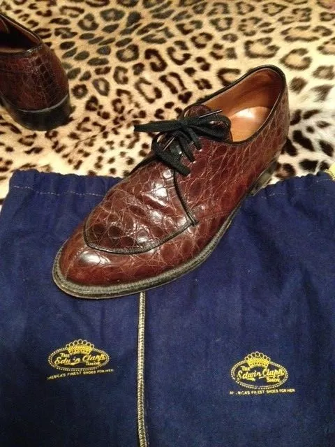 Edwin Clapp Vintage 1940's Alligator Crocodile Loafers & Shoe Bags