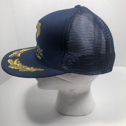 Vintage 1988 Sea World Navy Blue/Gold Snapback Trucker Hat Made In Taiwan - Picture 4 of 9