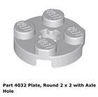 Lego 4x 4032 Light Bluish Gray Plate, Round 2 x 2 with Axle Hole Set 7665