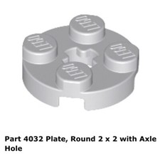 Lego 4x 4032 Light Bluish Gray Plate, Round 2 x 2 with Axle Hole Set 7665