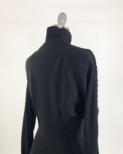 Vintage 1940s 50s Dress Goth Gothic Witch Dracula Coffin Pleat Halloween Vampire - Picture 12 of 12