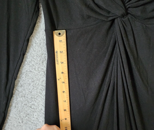 Popilush Damen Langarm V-Ausschnitt Maxikleid integrierte Shapewear gerippt schwarz XL - Bild 11 von 20