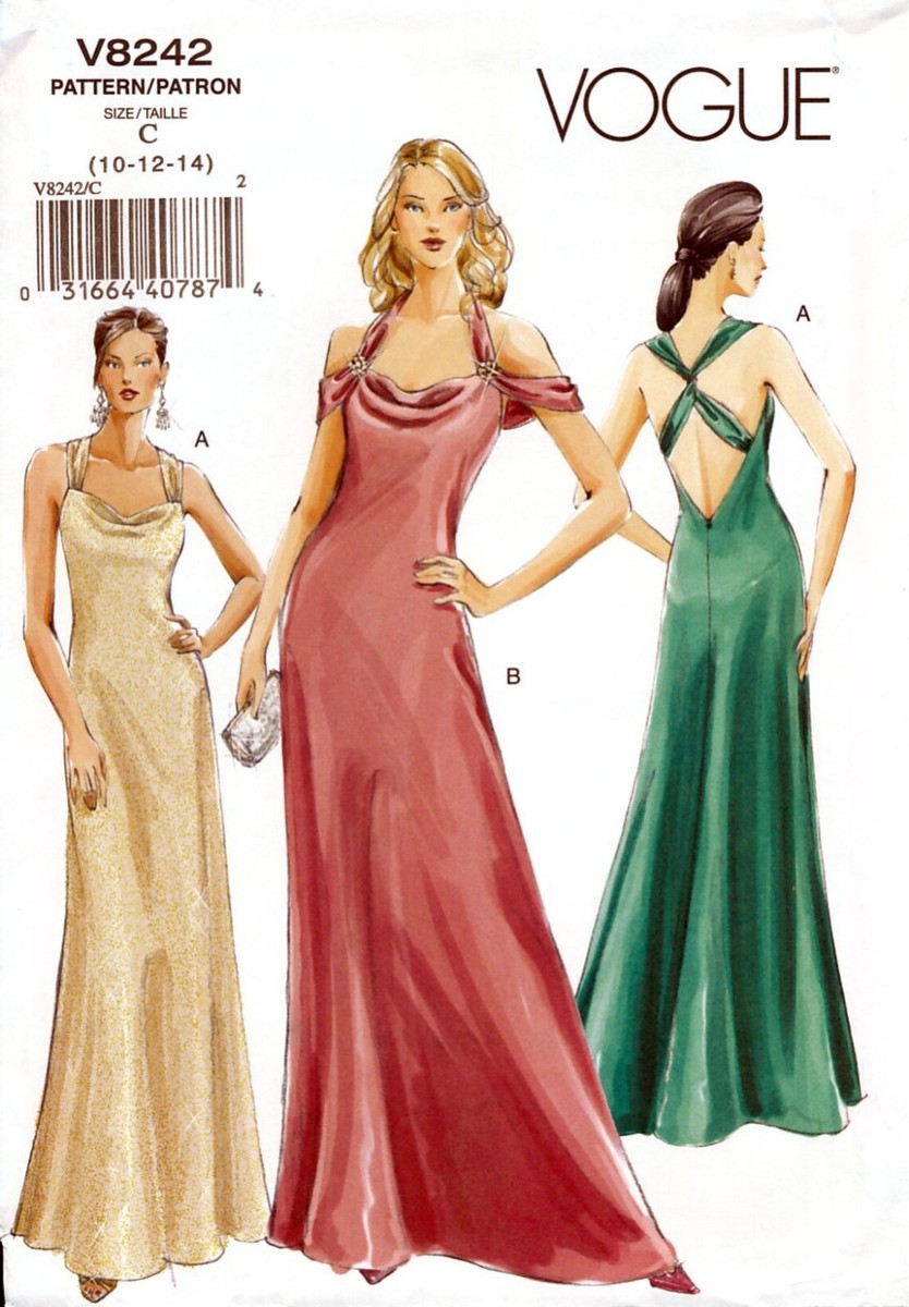 Easy Vogue Pattern 8242 Misses Red Carpet Evening Dress Wedding