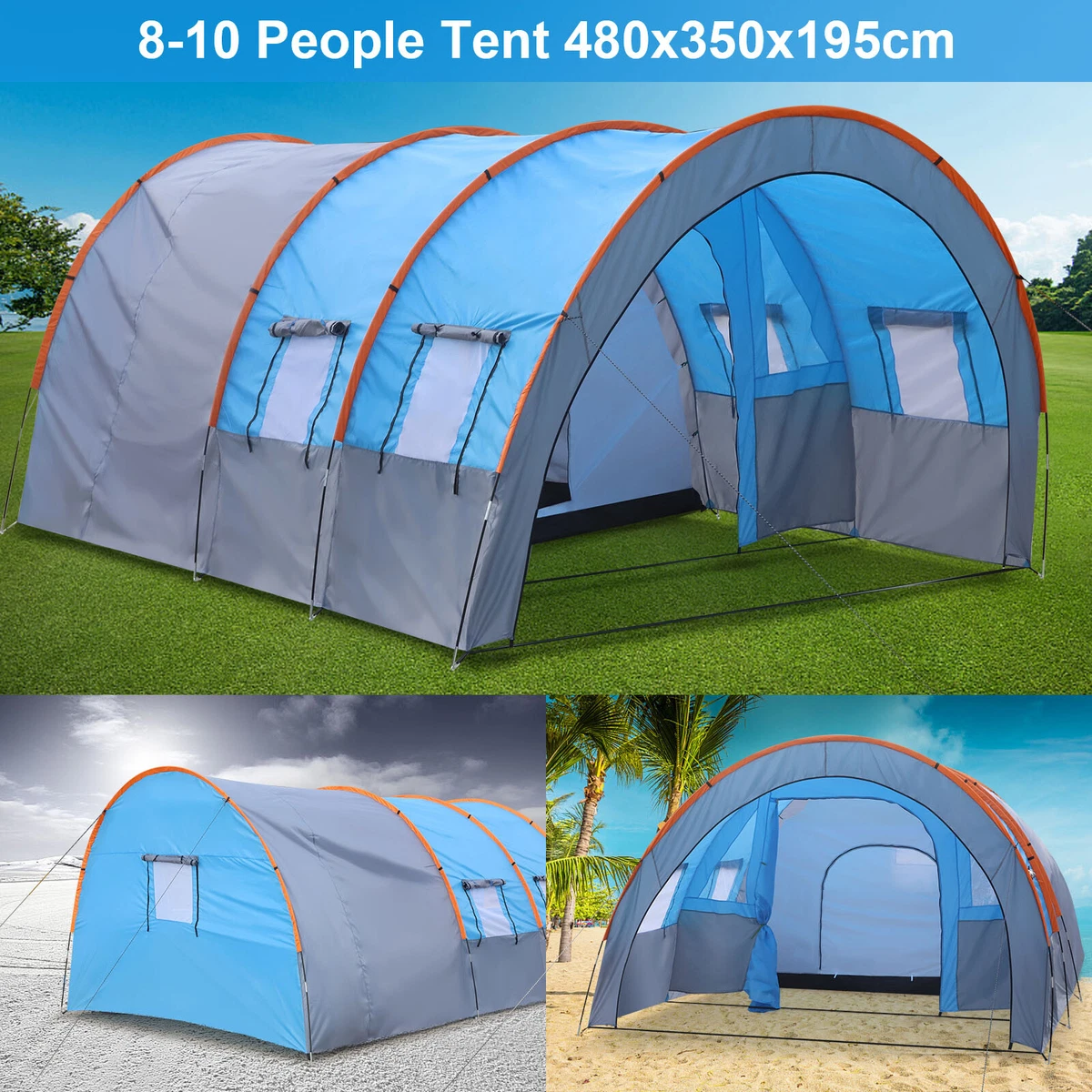 Large Tunnel Tent 8 10 Person Huge Family Tent House for Outdoor