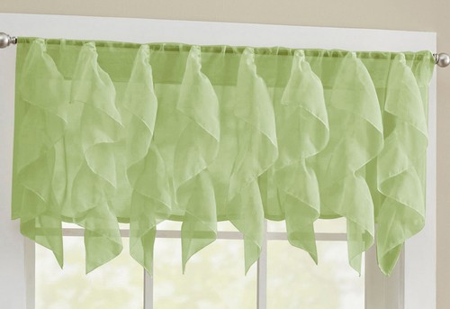 Transparente Voile vertikale Rüschen Fenster Küche Gardine Stufen oder Volant Salbei - Bild 4 von 4