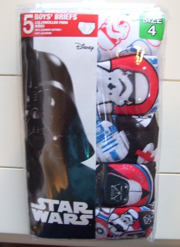 Boys 5 Pack Handcraft Star Wars Brief Underwear Sz 4