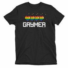 GAYMER Mens T-Shirt RAINBOW HEARTS Colours Gamer Nice Quality Gift