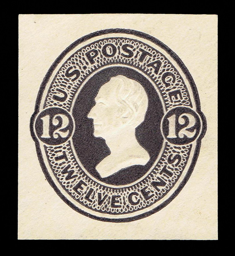 GENUINE SCOTT #U94 MINT LARGE CUT SQUARE 1865 PLUM ON AMBER - REAY
