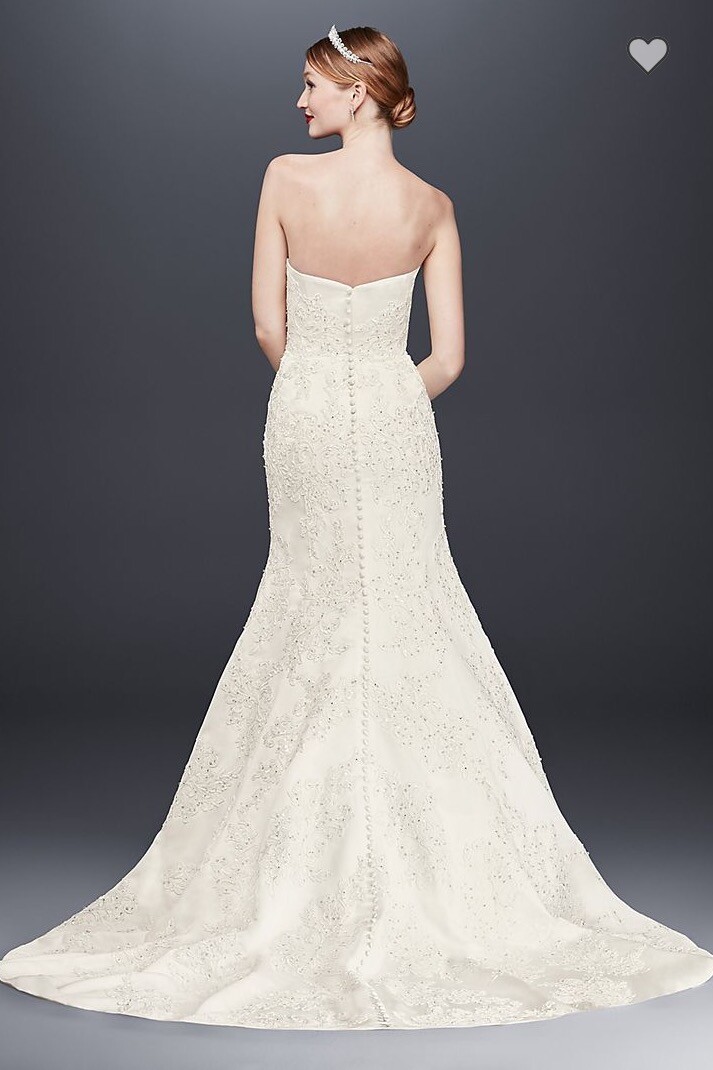 Oleg Cassini Satin Lace Strapless Wedding Dress | eBay