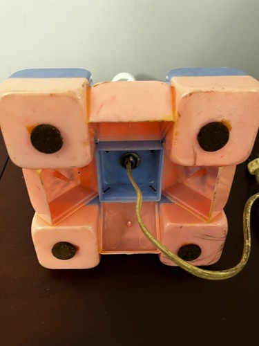Vintage MCM Baby Lamp Music Box Pink Blue Stacked Blocks Farm Animals Works - Picture 10 of 13