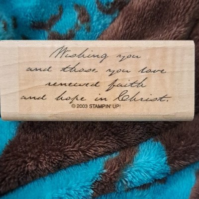 Stampin' Up! Wood Mounted Rubber Stamp, Religious Words Renewed Faith & Hope